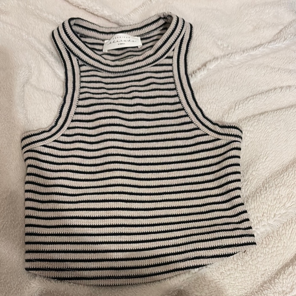 Striped Black and White Sleeveless Top